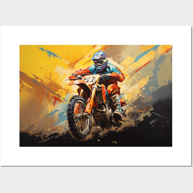 Motocross Action Sport Painting Abstract Art Decor Wall Art by Cubebox